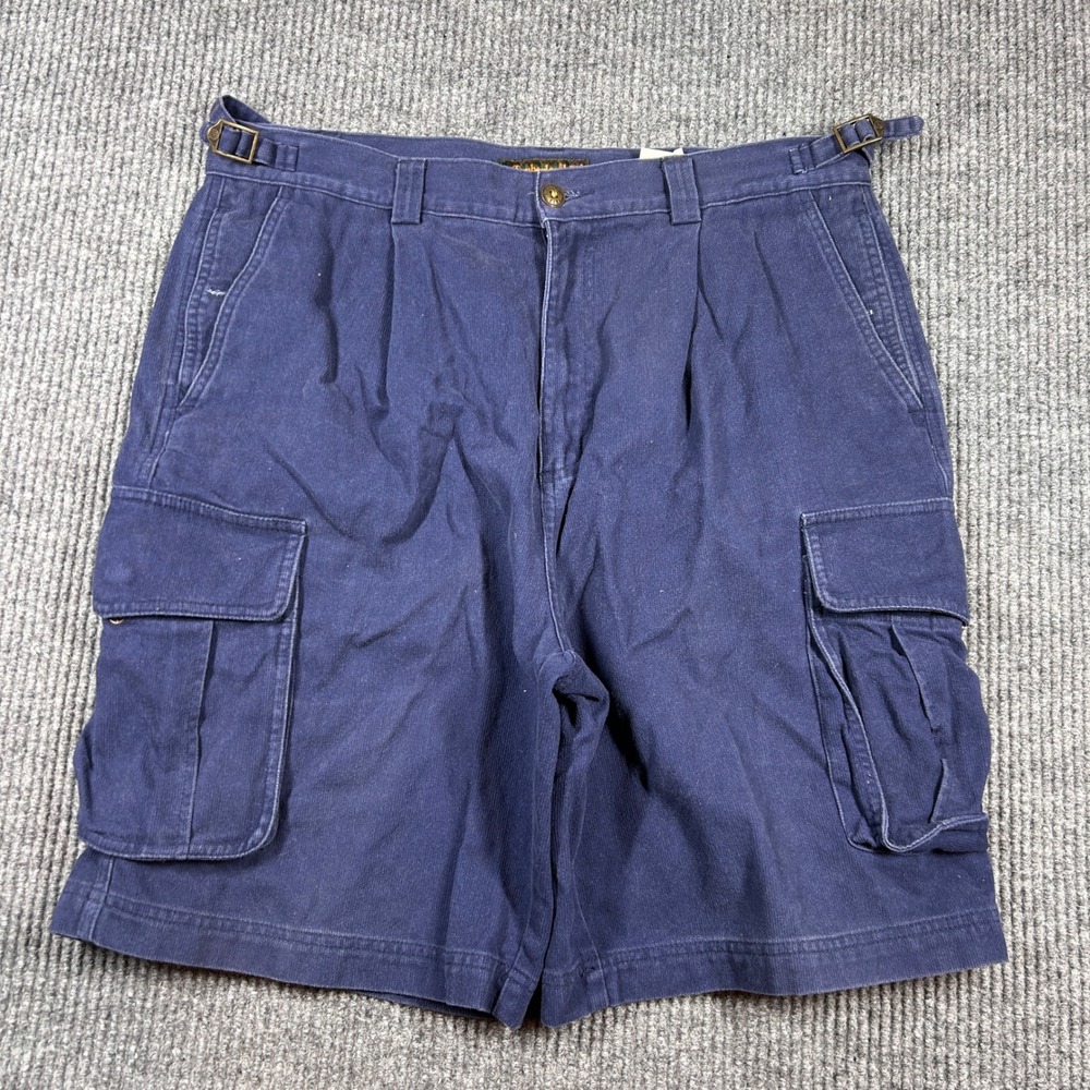 Vintage Timberland Shorts Men's 36 Weathergear Blue Pleated Cargo Side Adjusters